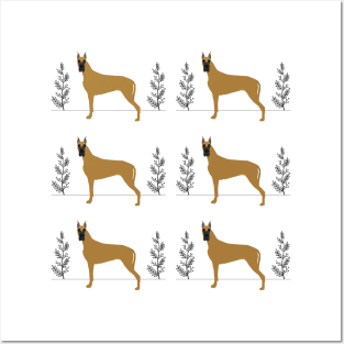 Great Dane dog - brown - pattern Posters and Art